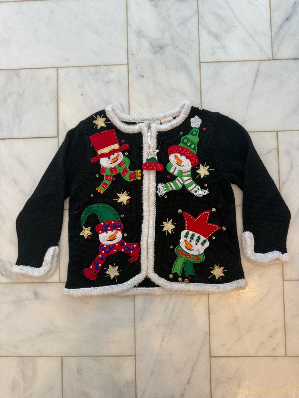 NWT Snowman beaded/ embroidered Holiday zip-up